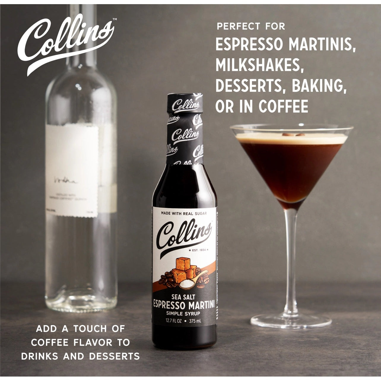 Real Sugar Sea Salt Espresso Martini Simple Syrup by Collins