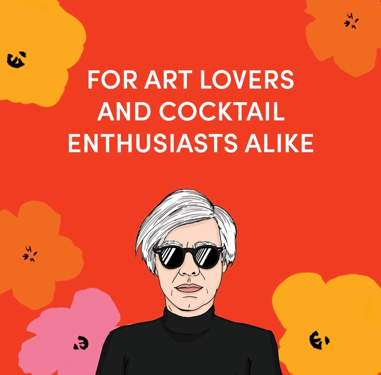 Art Boozel interior page reading “For art lovers and cocktail enthusiasts alike”