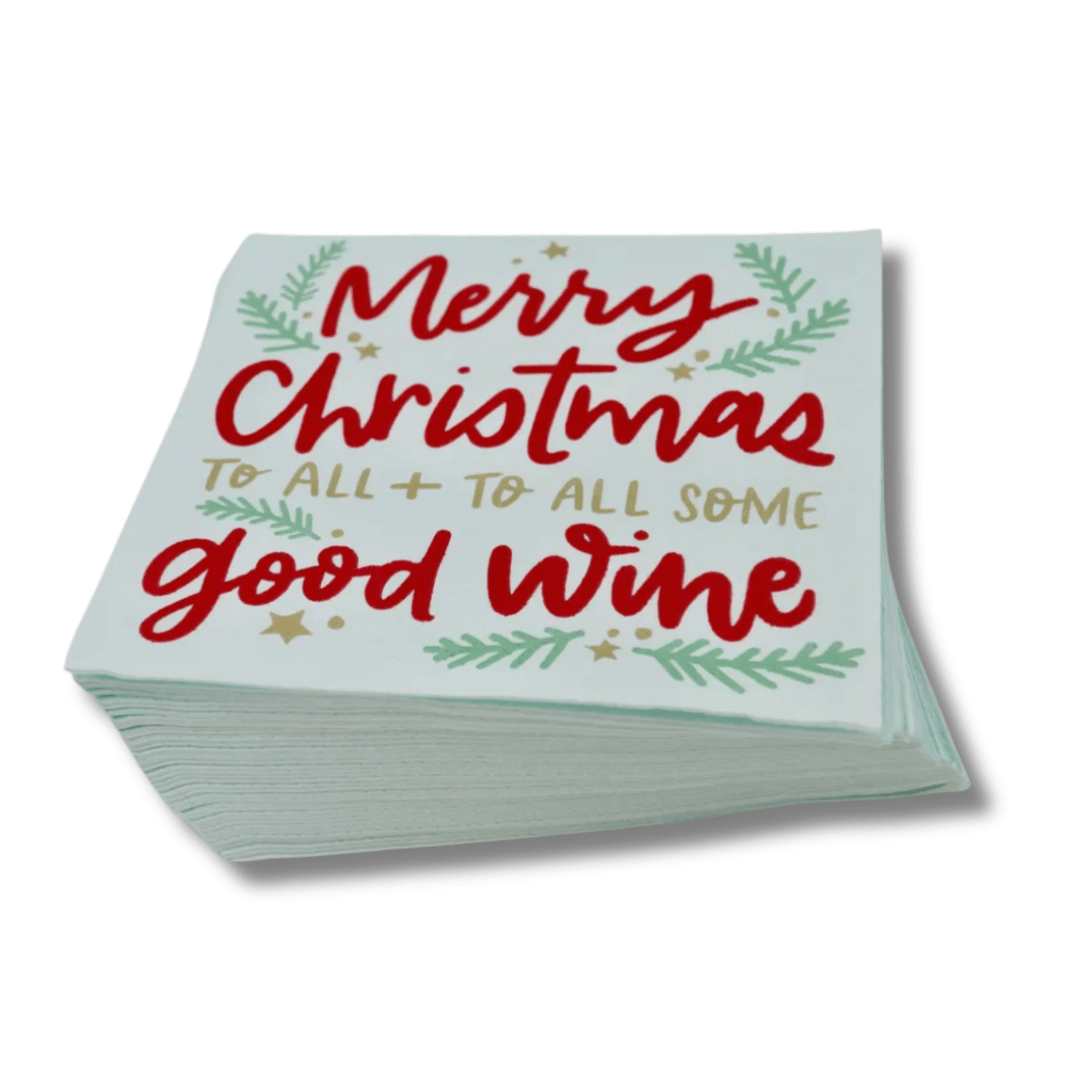 Merry Christmas To All…And Good Wine, Christmas Cocktail Napkins - Pack of 20