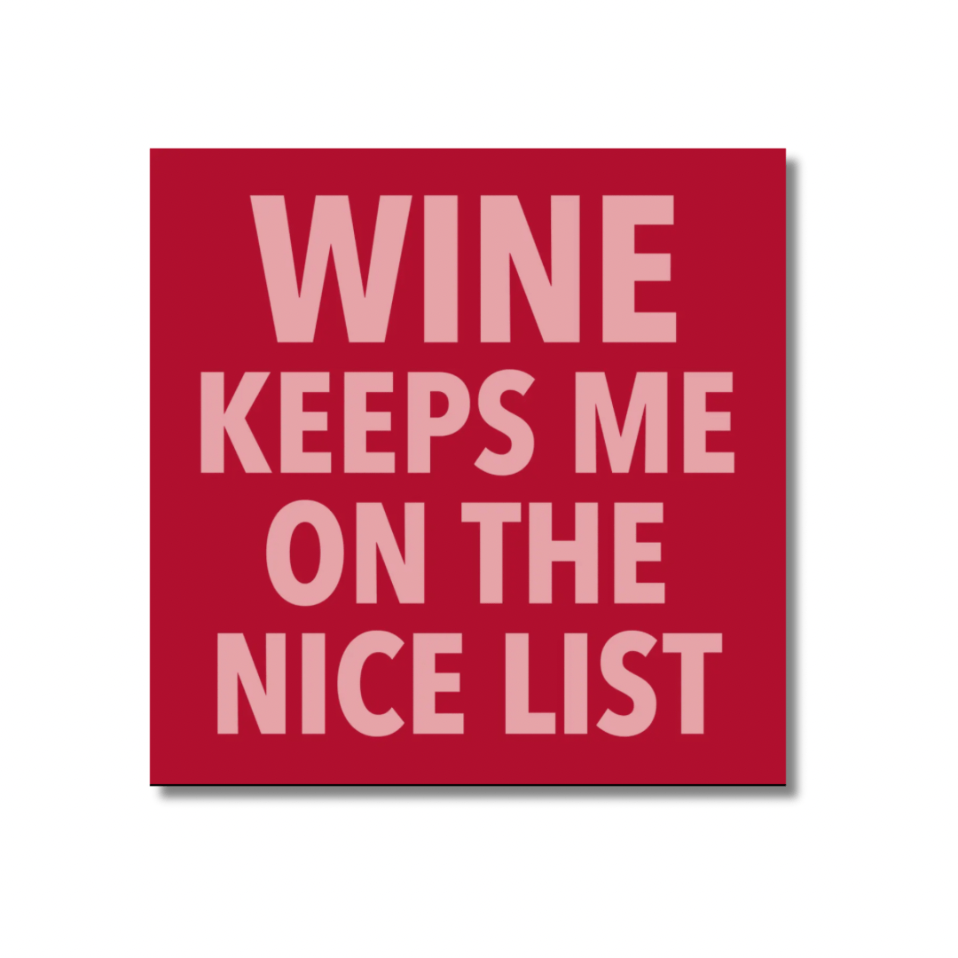 Wine Keeps Me On The Nice List, Christmas Cocktail Napkins - Pack of 20