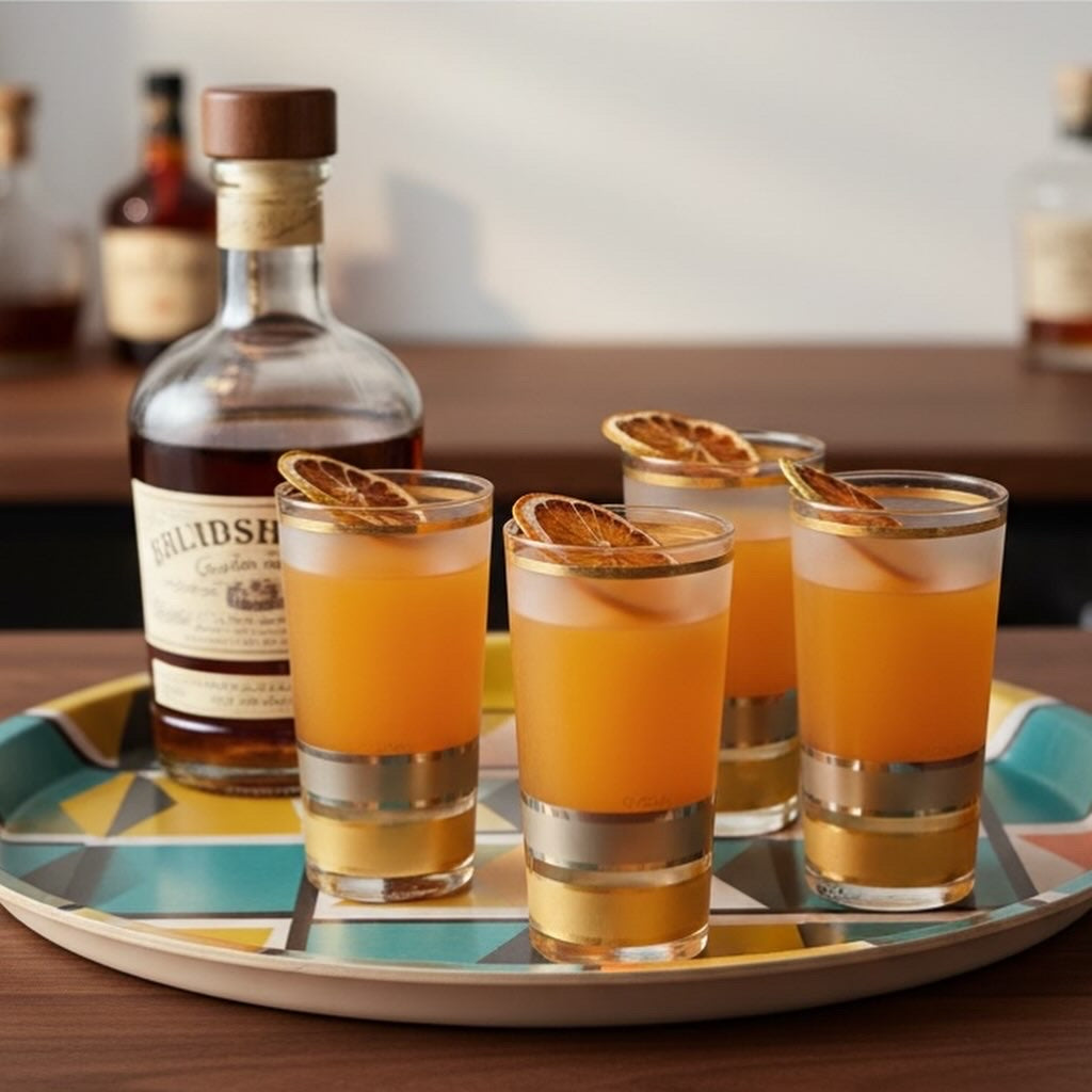 Culver frosted highball glasses filled with cocktails on a tray with garnish