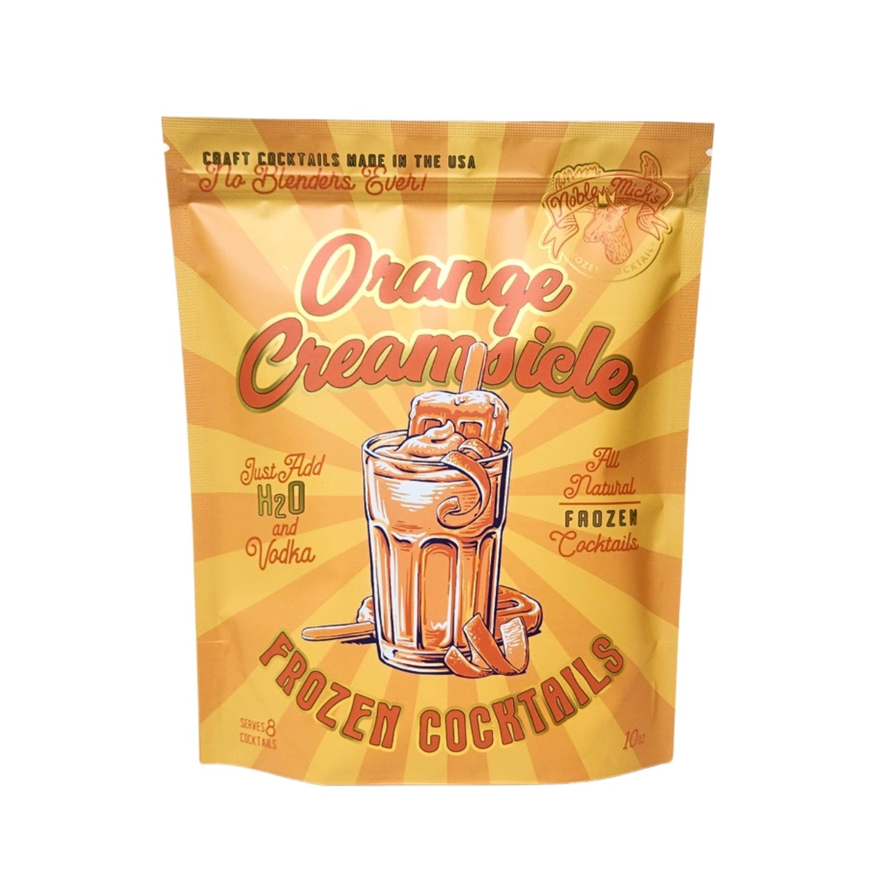 Noble Mick’s Orange Creamsicle frozen cocktail mix pouch front packaging citrus frozen cocktail mix