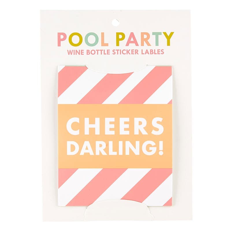 Wine Bottle Sticker Labels - Pool Party