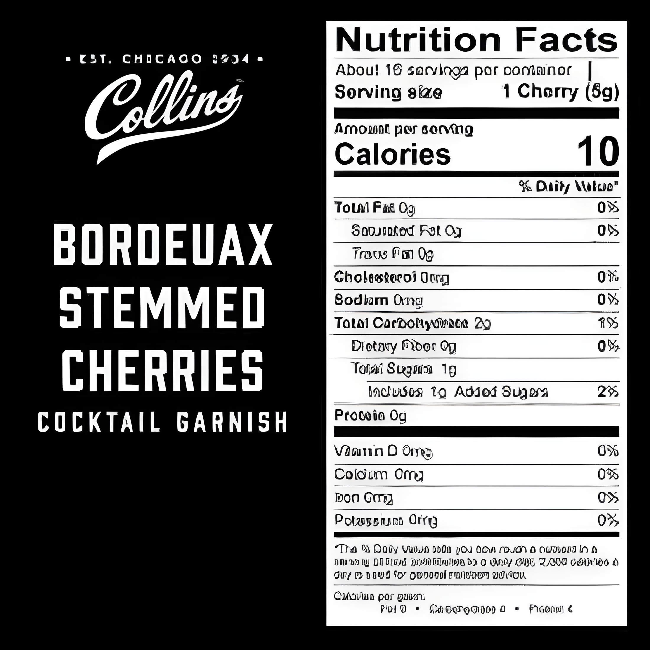 nutrition information for Bordeaux stemmed cherries
