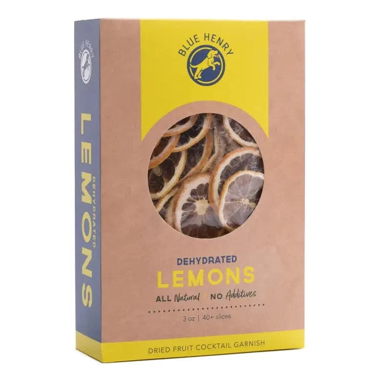 box of dehydrated lemons by Blue Henry containing approximately 40 + slices