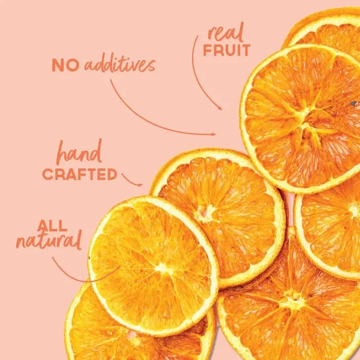 dehydrated orange slices are all natural and handcrafted