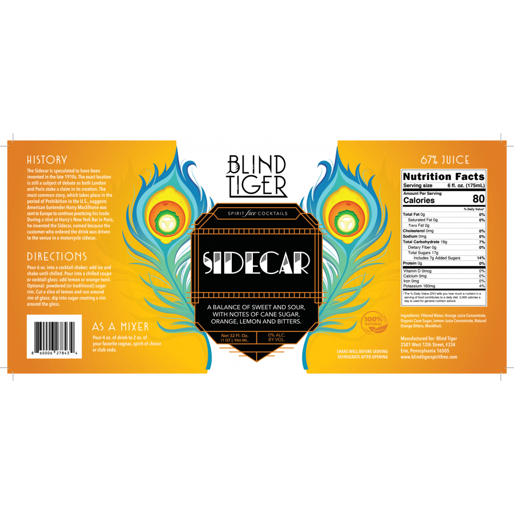 information label for Sidecar drink