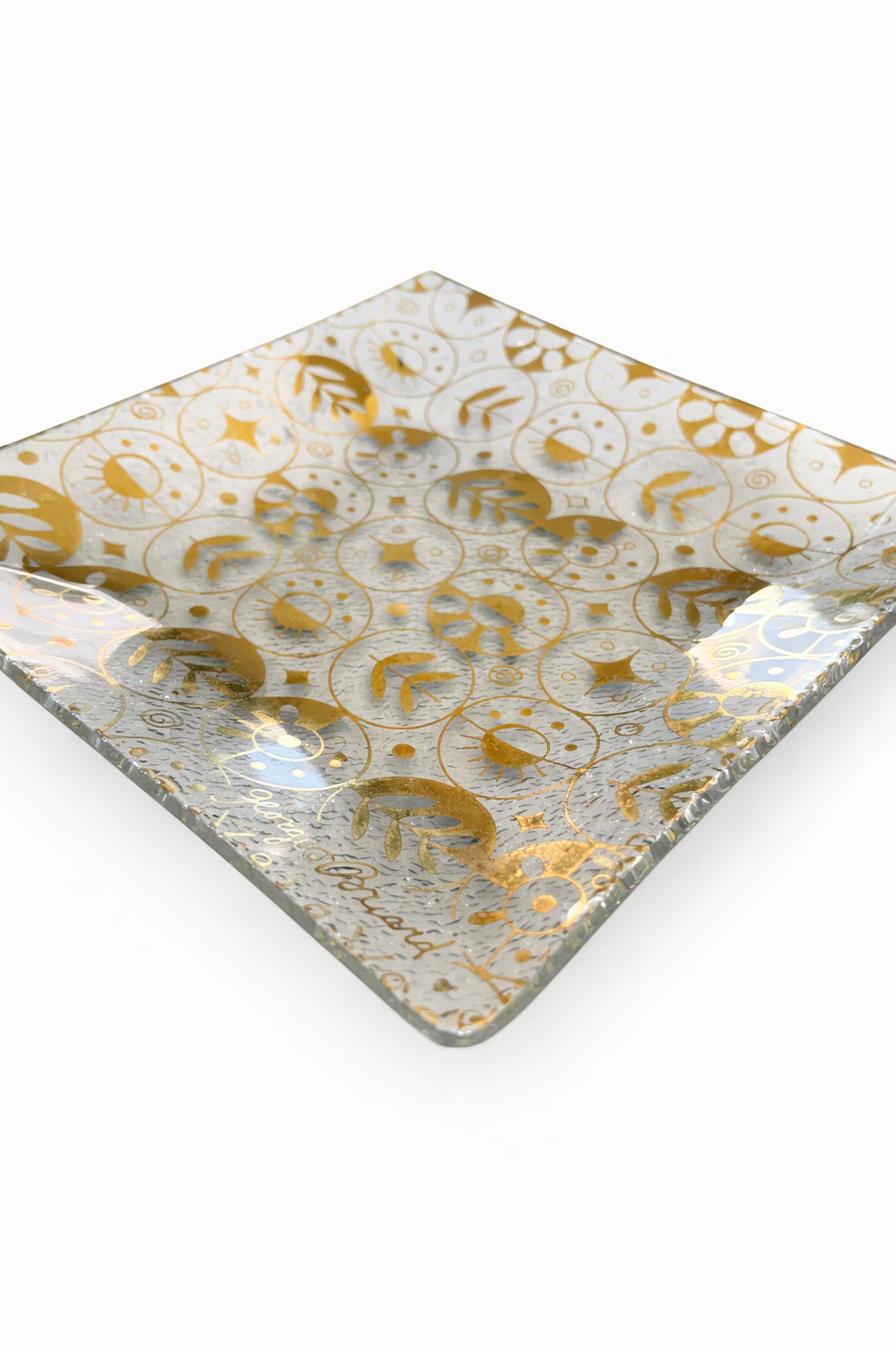 Vintage Georges Briard 22K Gold Atomic Serving Set – Mid-Century Modern Glass Trays (3-Piece)