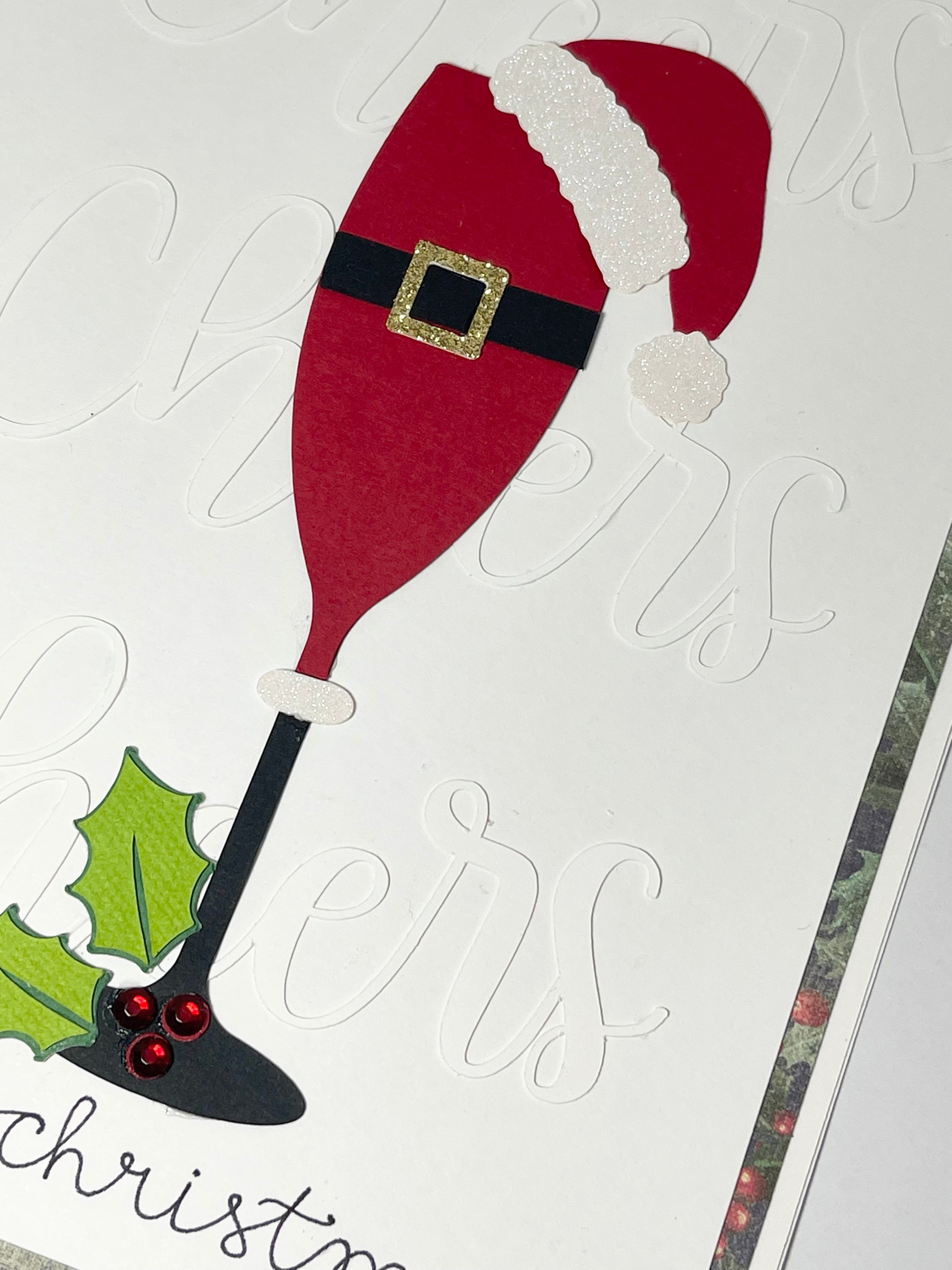 Cheers, Santa Wine Blank Handmade Christmas Card With Cocktail Confetti