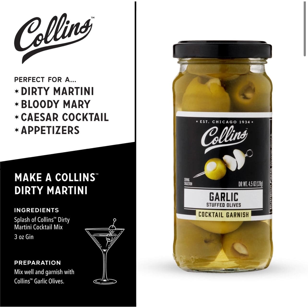 Gourmet Garlic-Stuffed Cocktail Olives - 4.5 oz