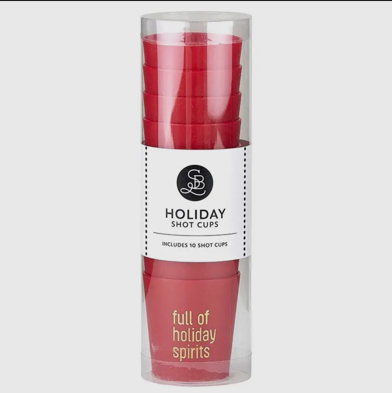Full Of Holiday Spirits, Reusable Plastic Cups For Shots - Set of 10