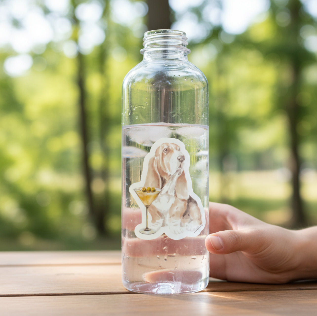 Basset Hound With Martini Vinyl Sticker