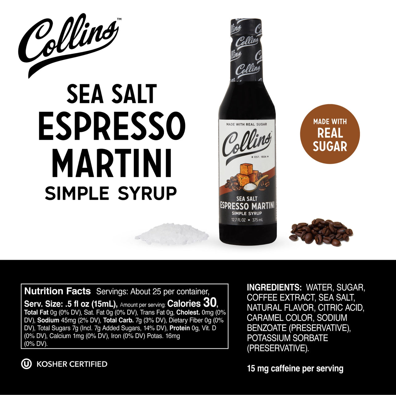 Real Sugar Sea Salt Espresso Martini Simple Syrup by Collins