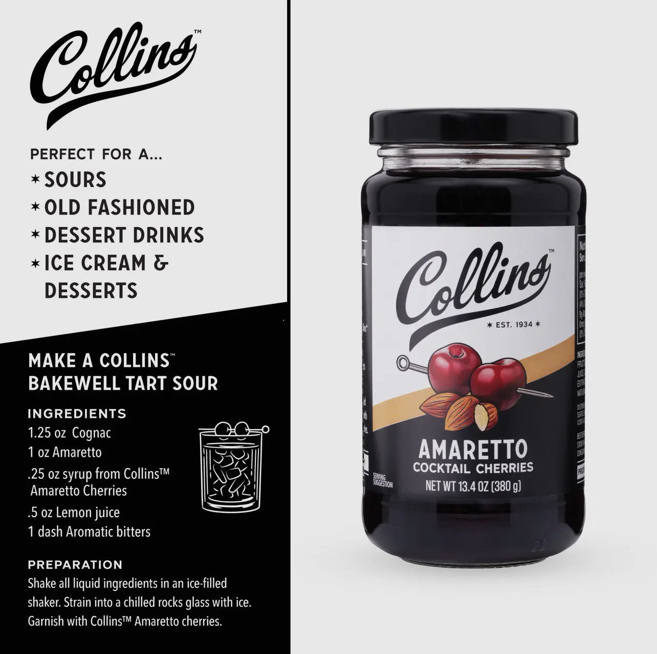 Stemless Amaretto Cherries 13.4 oz