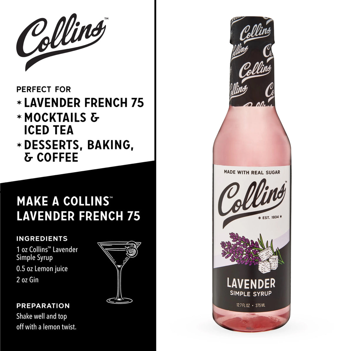 Lavender Cocktail Simple Syrup – Collins Craft Cocktail Syrup – Tipsyish