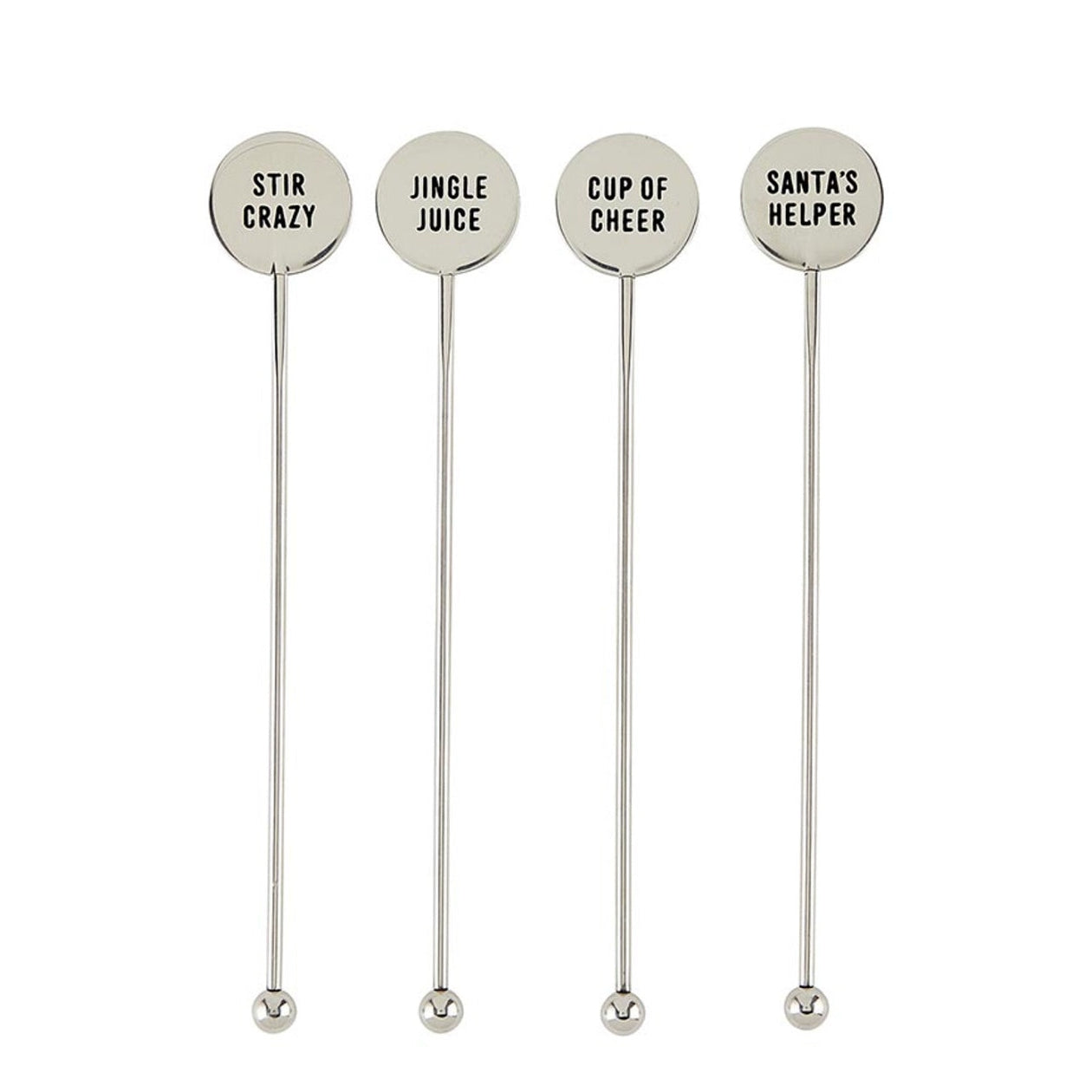 Merry Mix, Stainless Steel Cocktail Stir Sticks - Set of 4