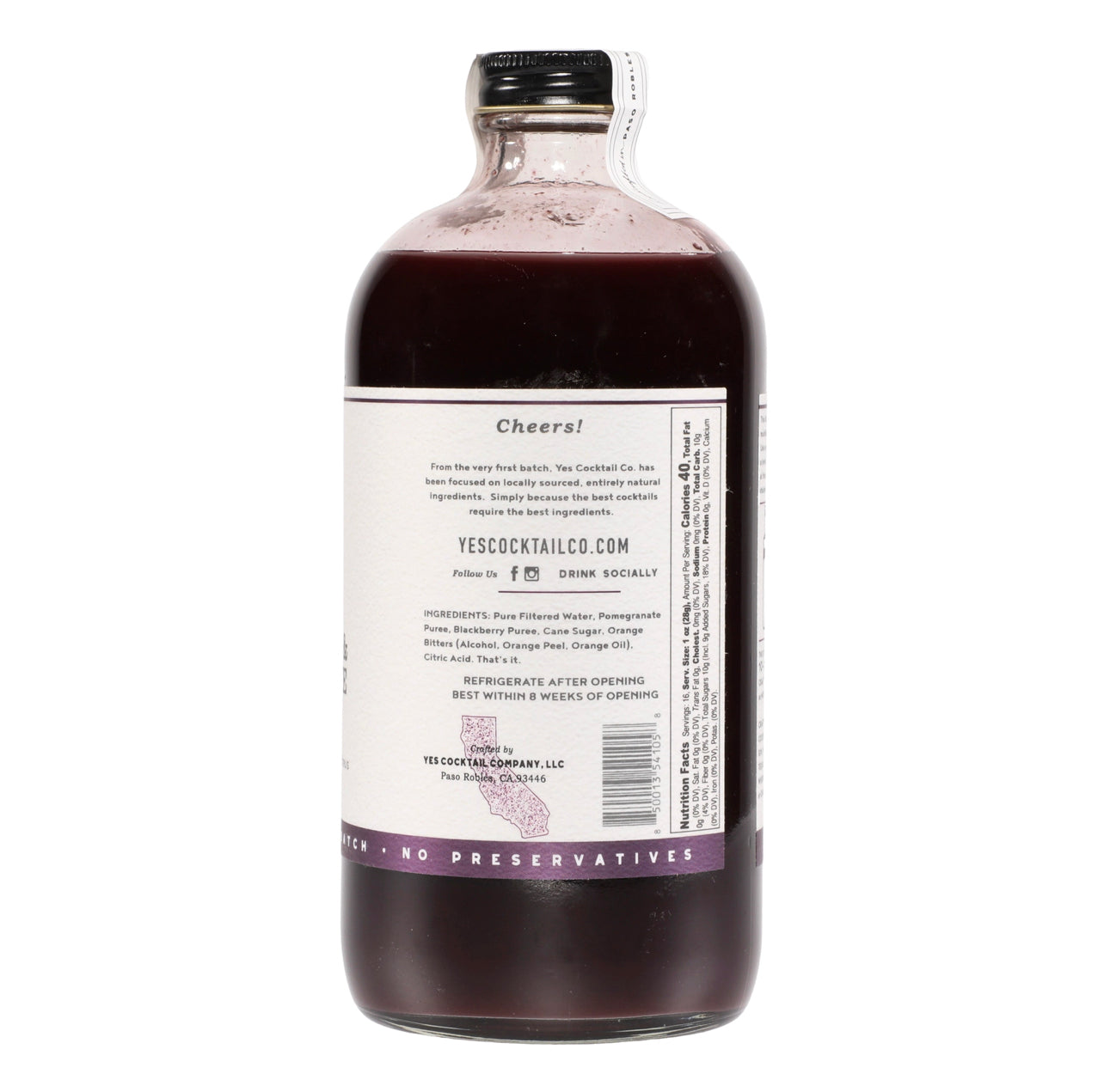 nutrition information for blackberry pomegranate cocktail mix