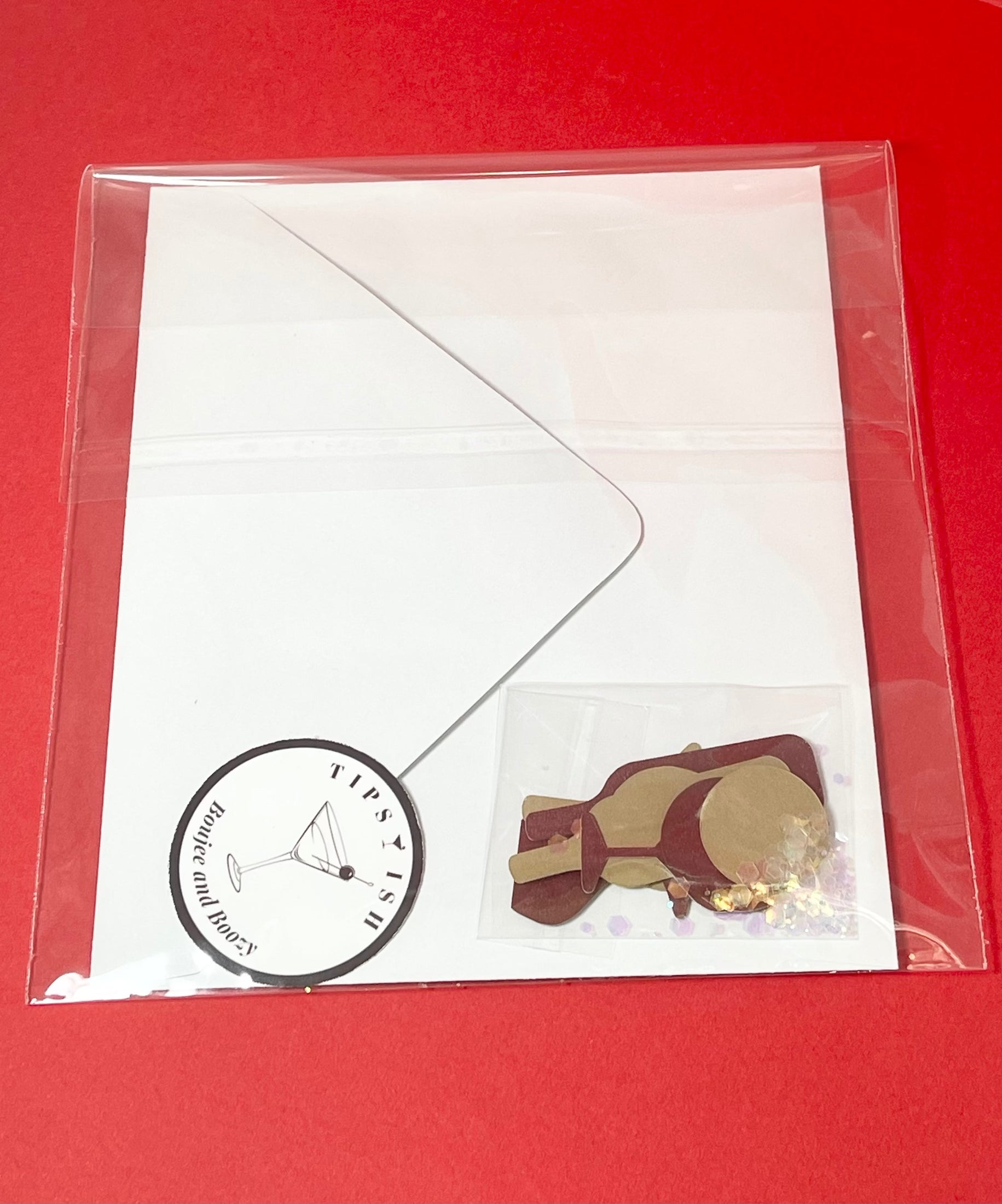 Handmade Wine Christmas Card: Velvet Bow, Festive Confetti