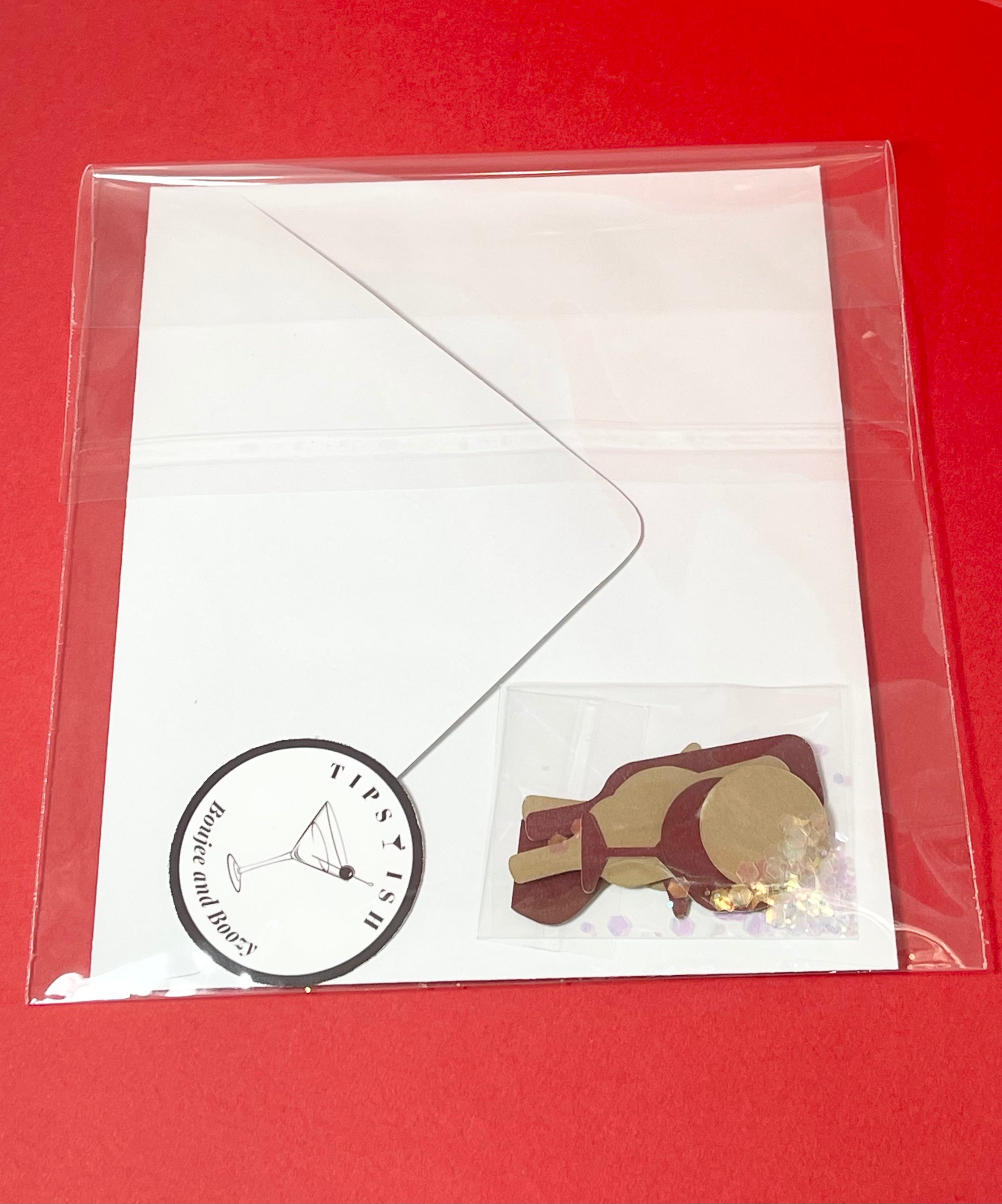 Handmade Wine Christmas Card: Velvet Bow, Festive Confetti