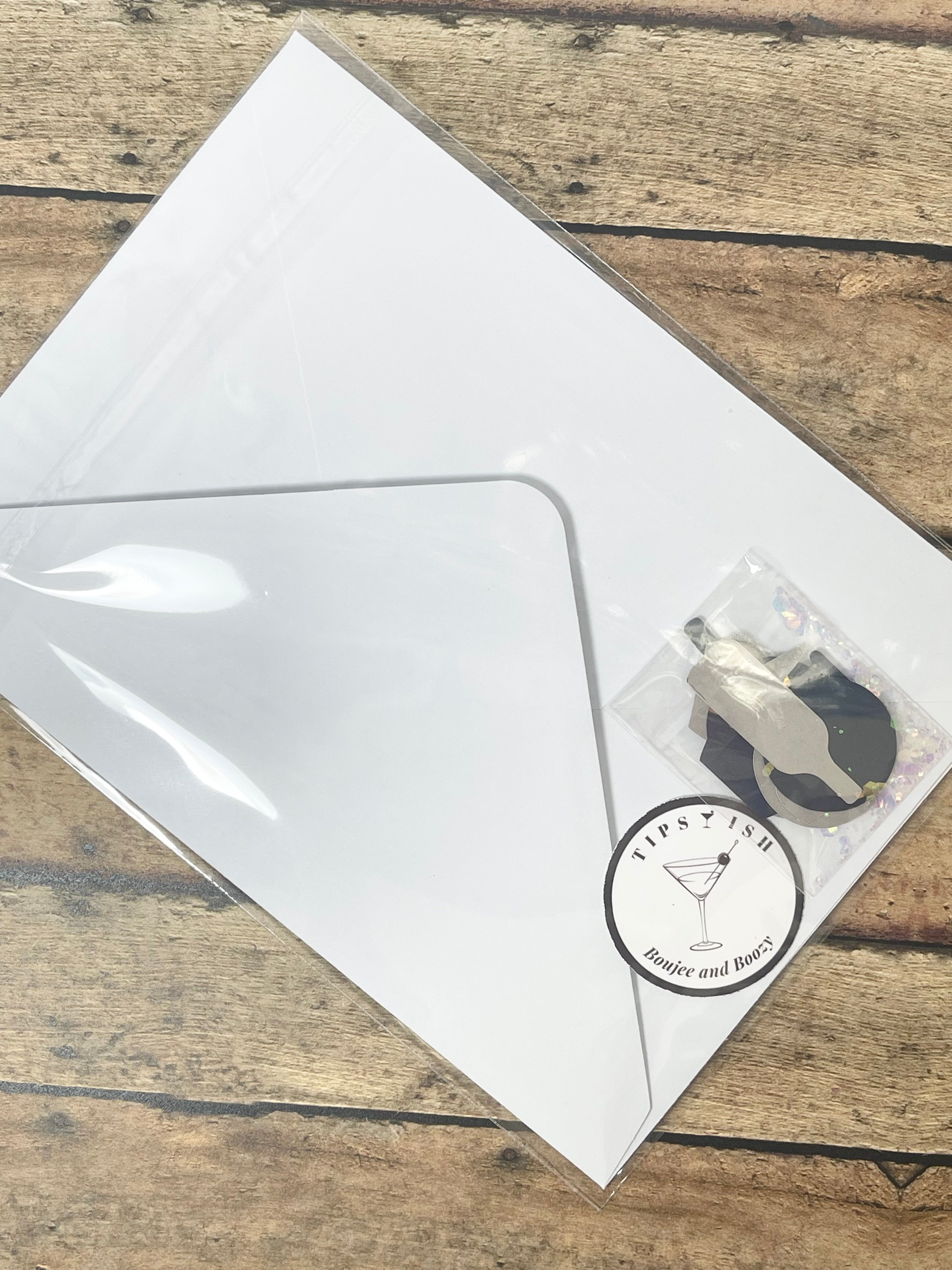 Handmade Christmas Card, Champagne, Wine Confetti