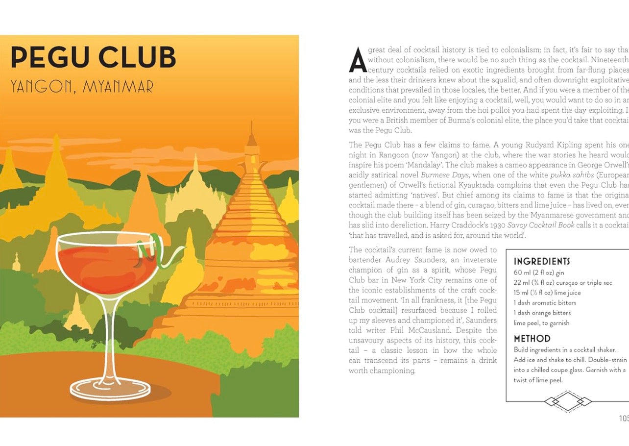 Pegu Club cocktail illustrated recipe from Yangon Myanmar in Around the World in 80 Cocktails book