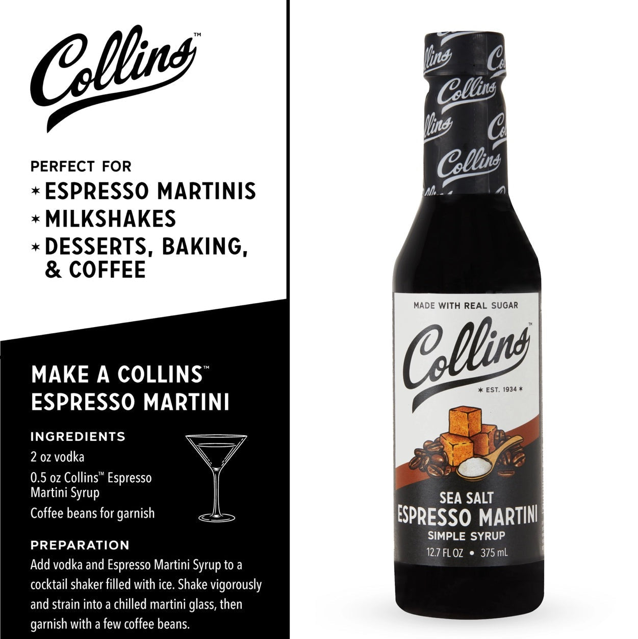 Sea Salt Espresso Martini Syrup – Collins Craft Cocktail Syrup