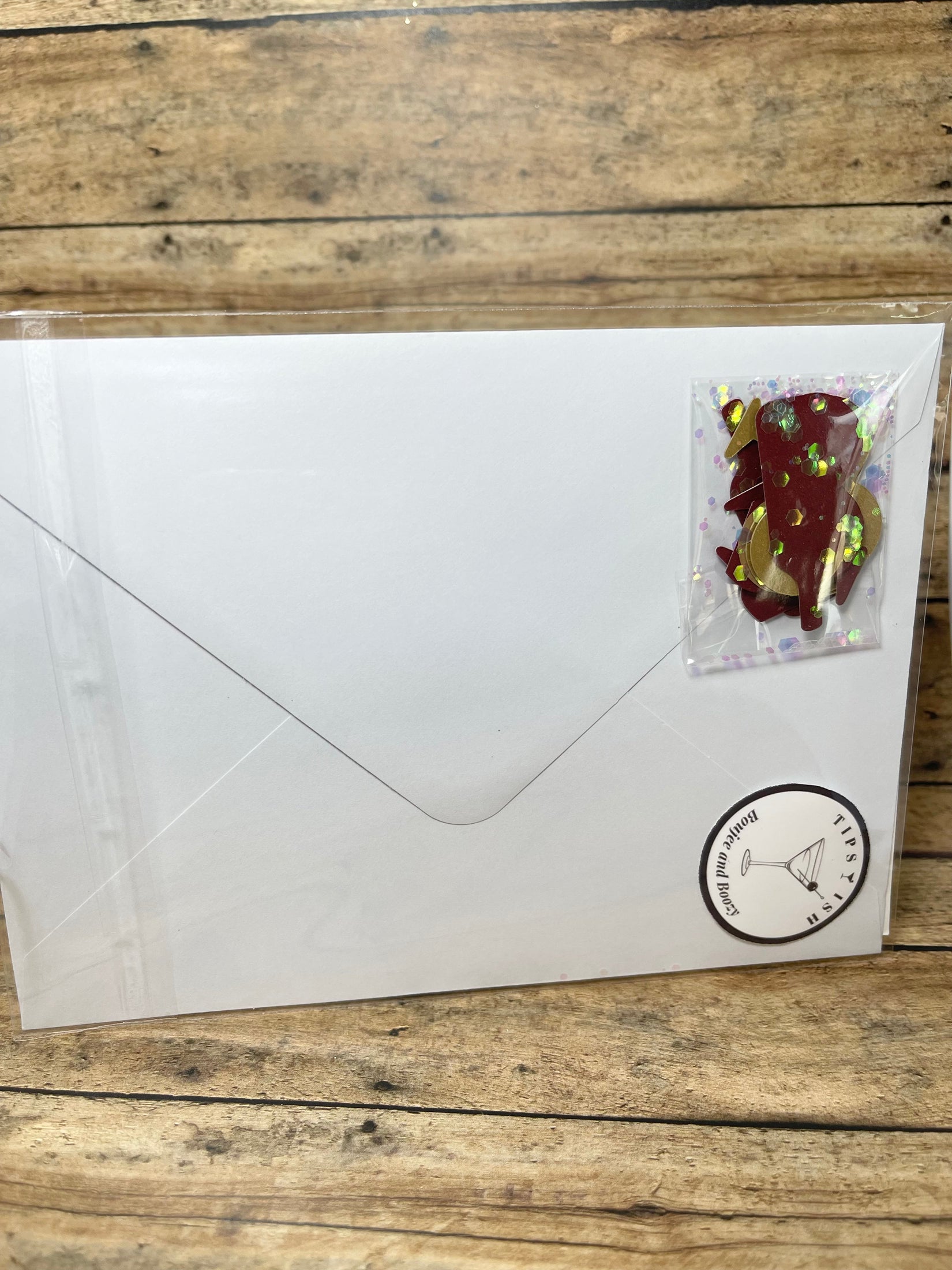 Cheers, Santa Wine Blank Handmade Christmas Card With Cocktail Confetti