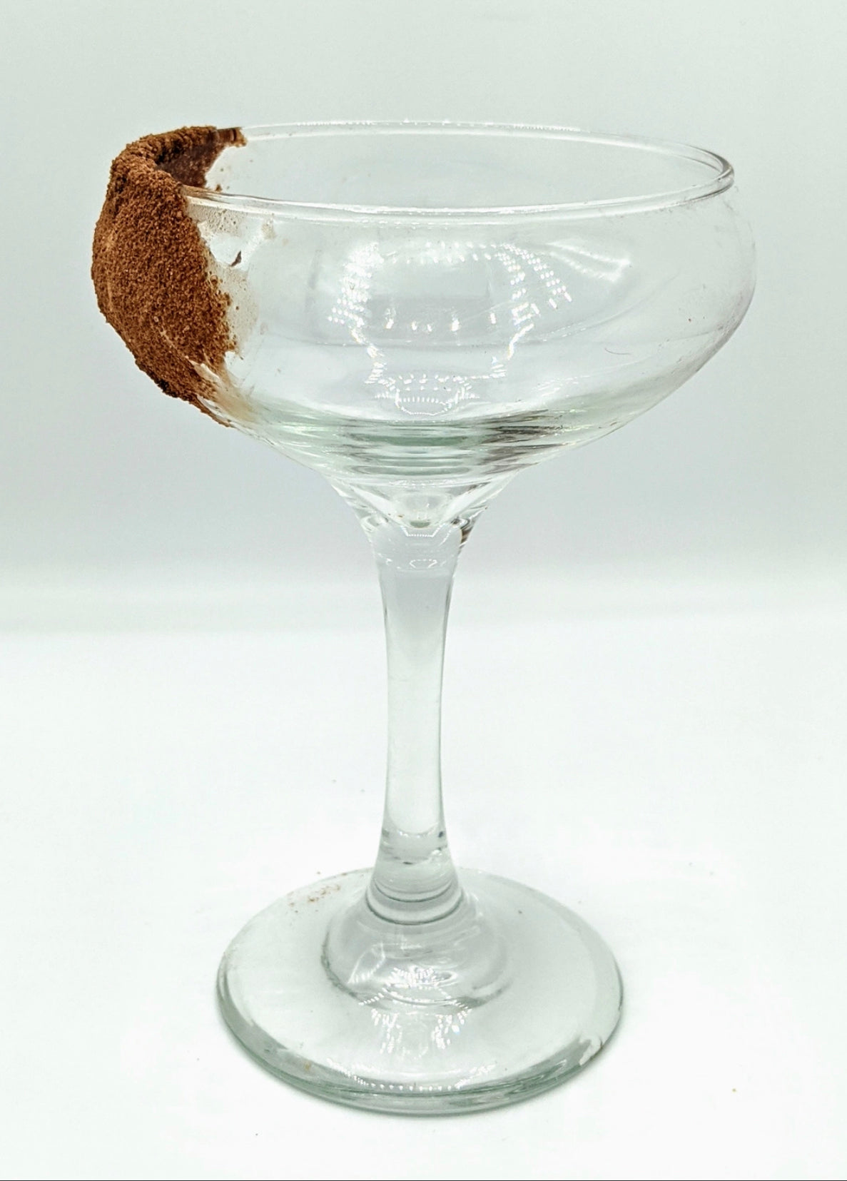 example of spiced cocoa rimmer on a martini glass 