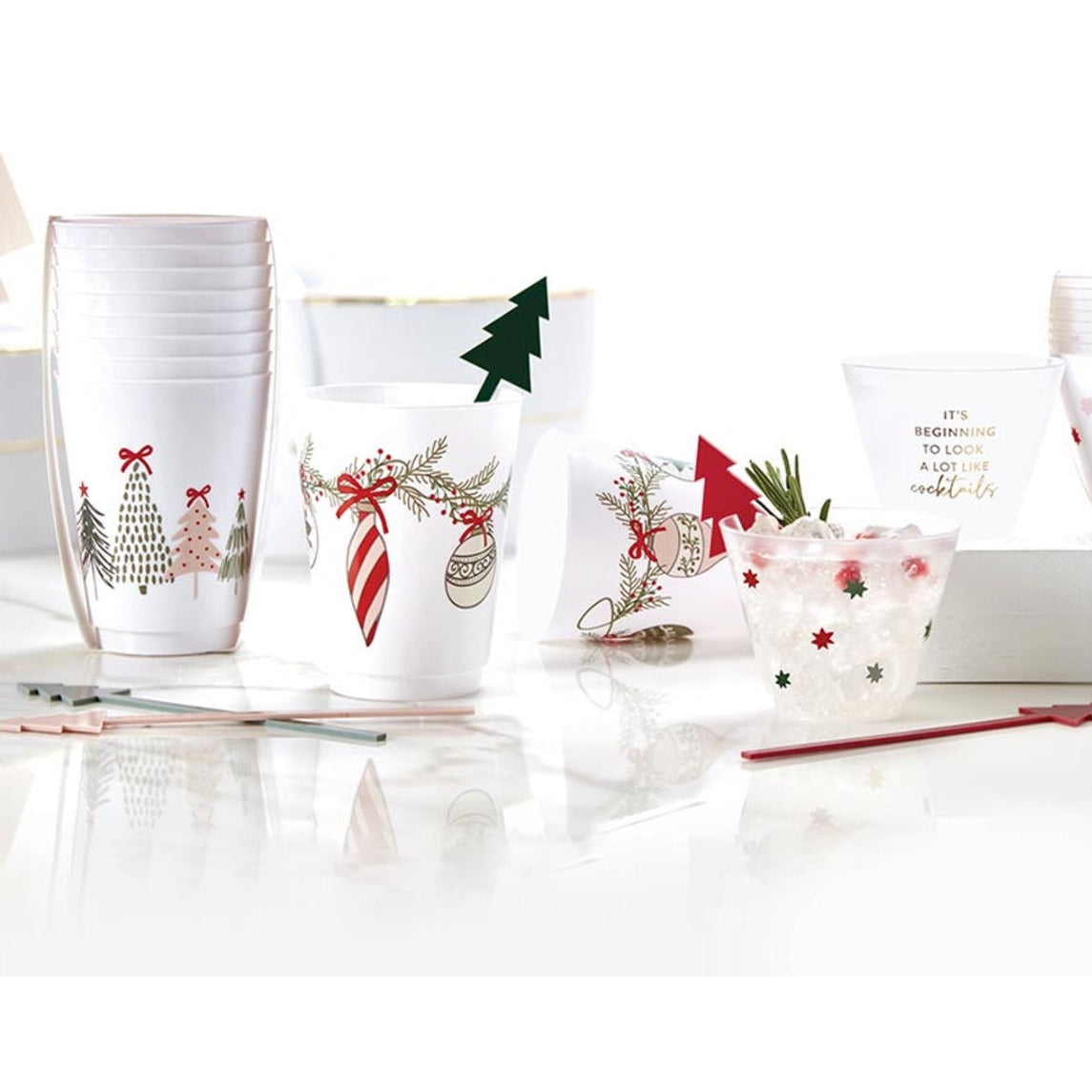 Christmas Tree, Acrylic Cocktail Stir Sticks - Set of 4