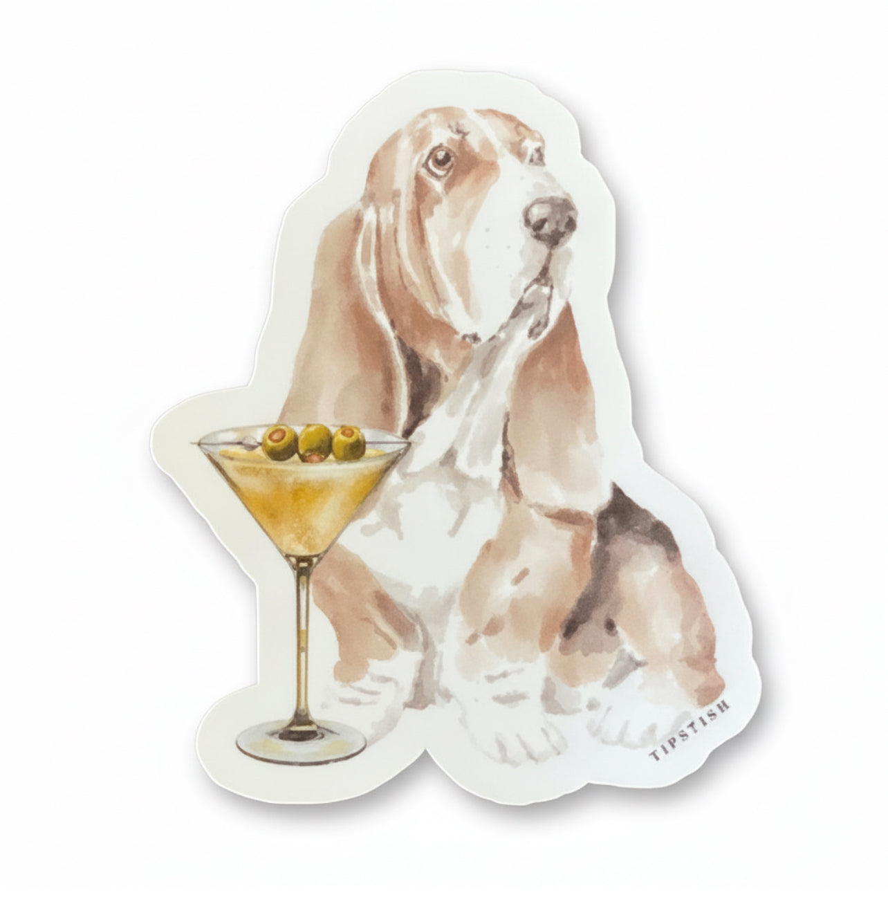 Basset Hound With Martini Vinyl Sticker