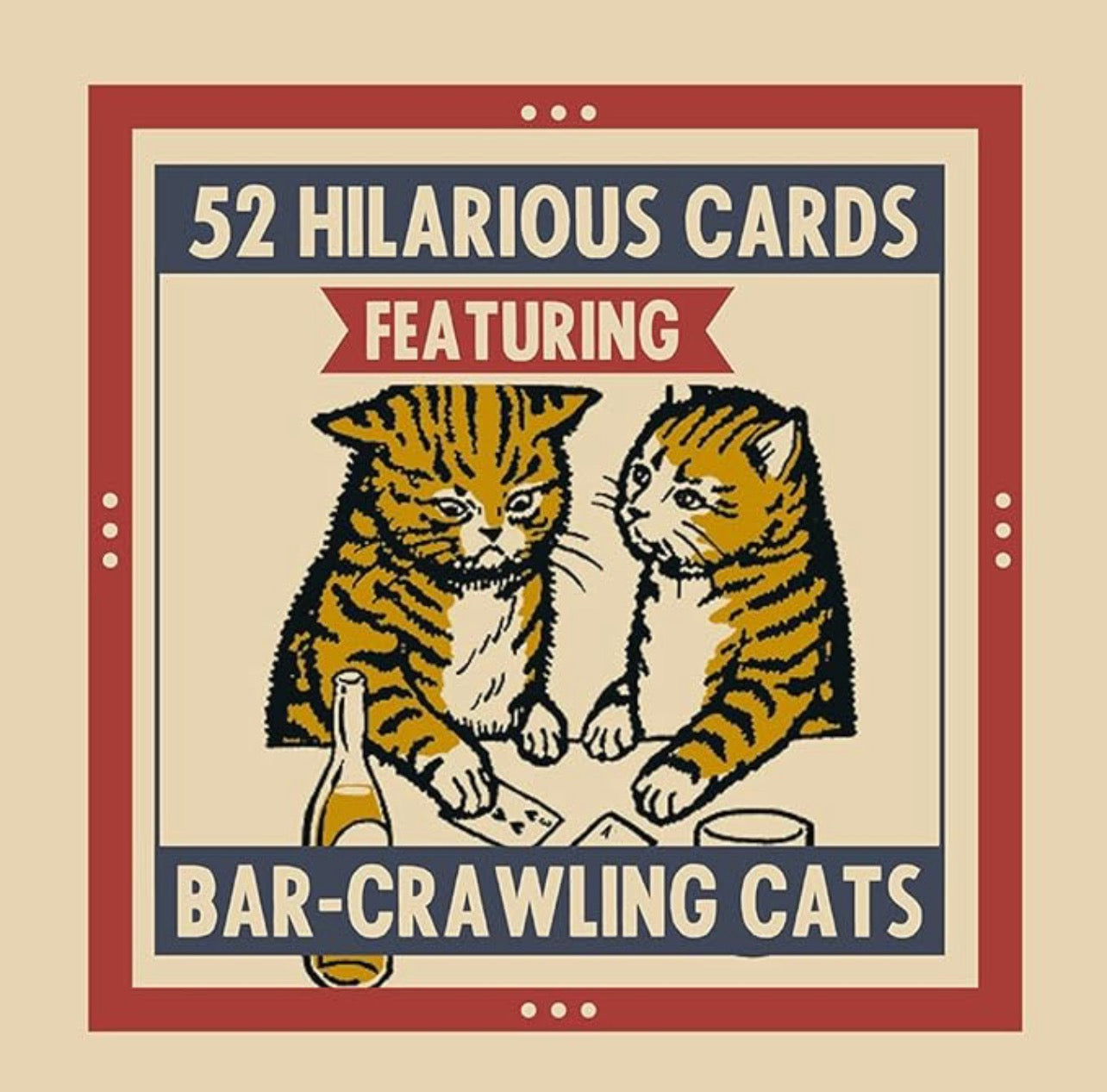 52-card Last Call Cats deck with illustrated cats and cocktails