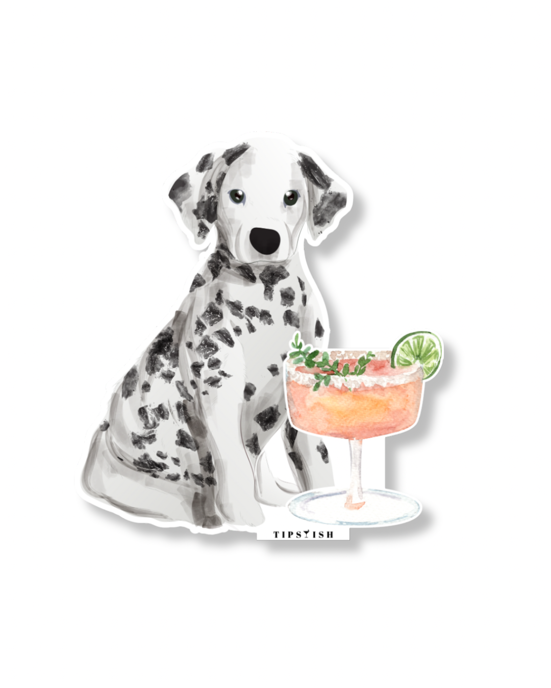 Dalmation With Cocktail Vinyl Sticker