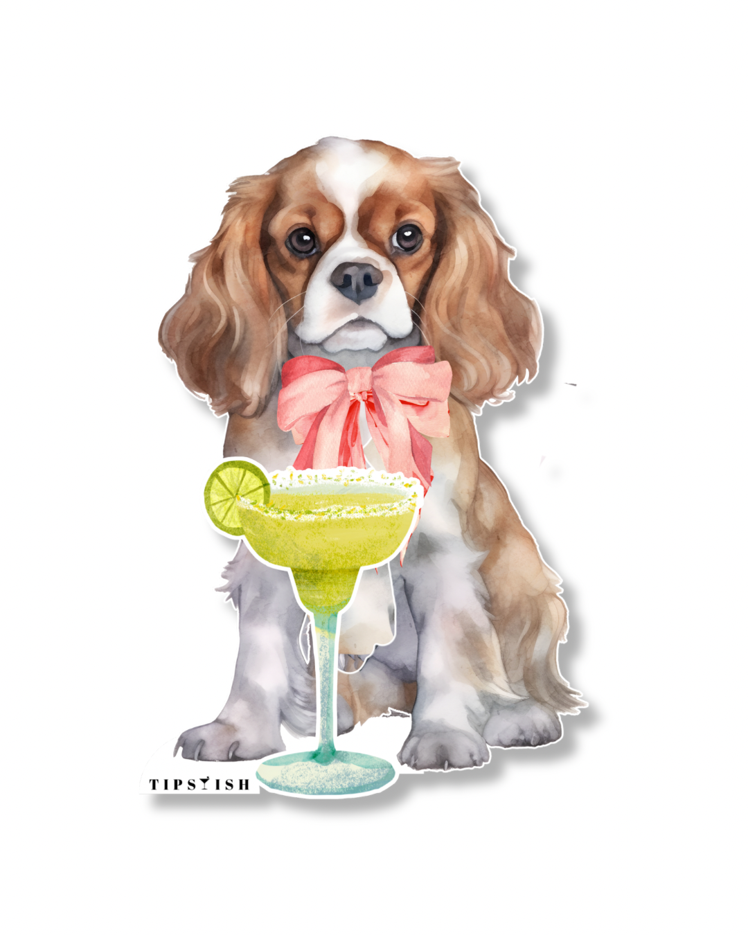Cavalier King Charles Spaniel With Margarita Vinyl Sticker