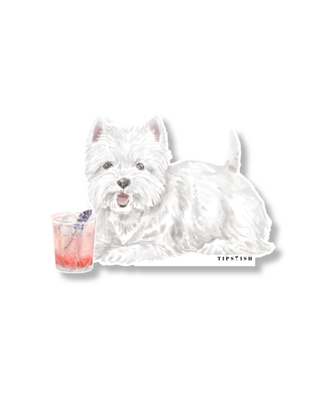 West Highland Terrier “Westie” With Cocktail Vinyl Sticker
