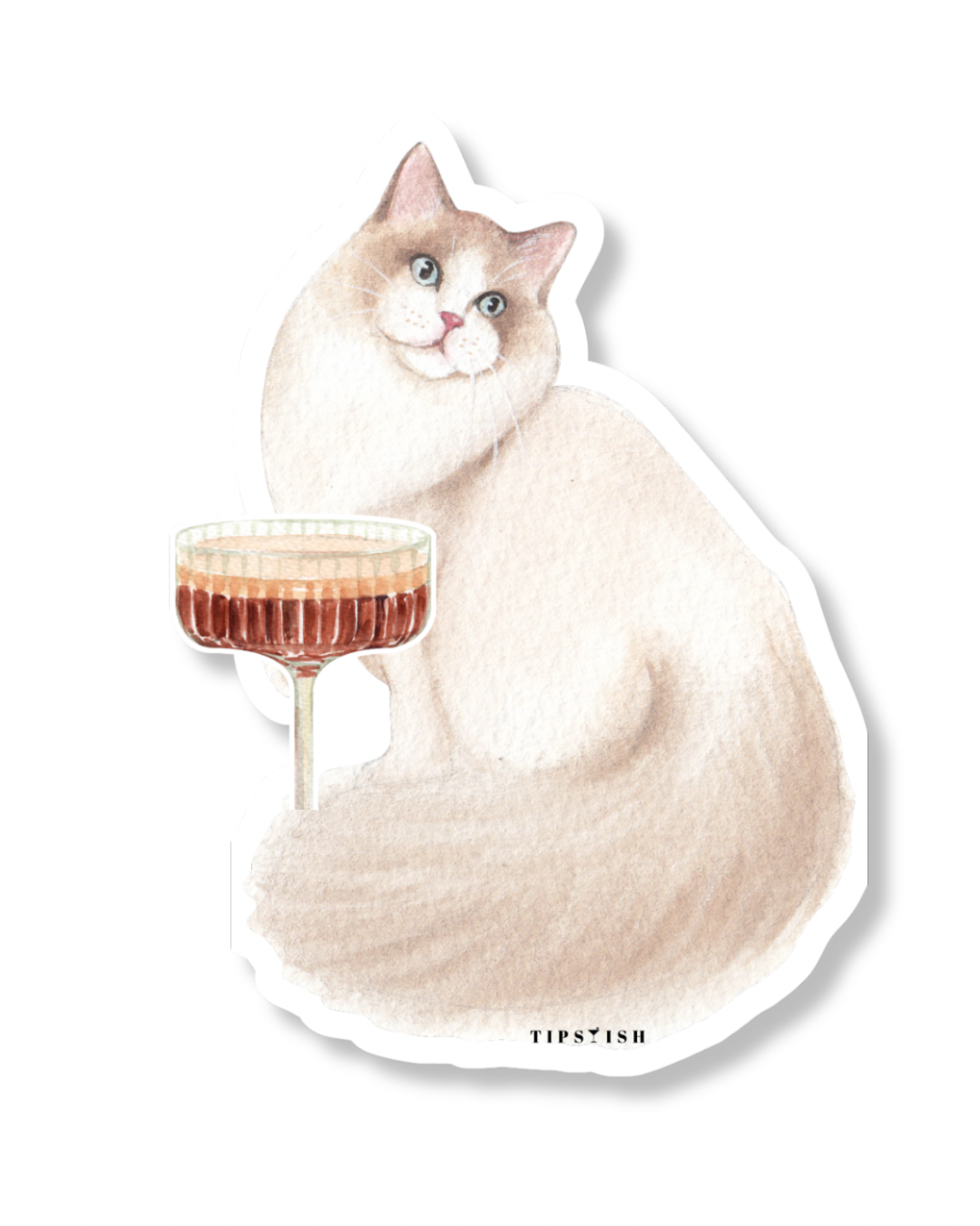 Persian Cat With Espresso Martini Vinyl Sticker