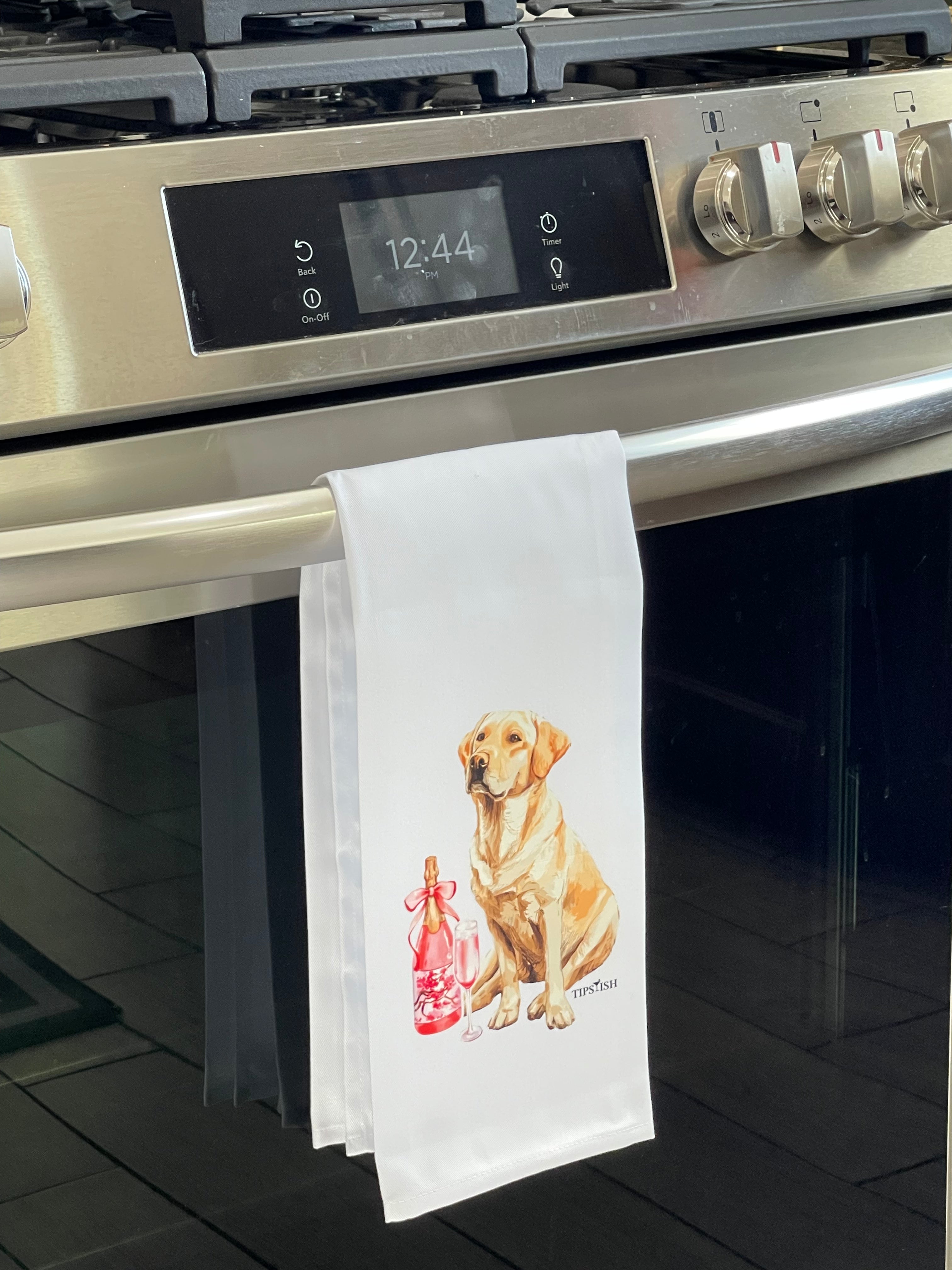 Golden Labrador Retriever With Wine: Kitchen, Bar Tea Towel
