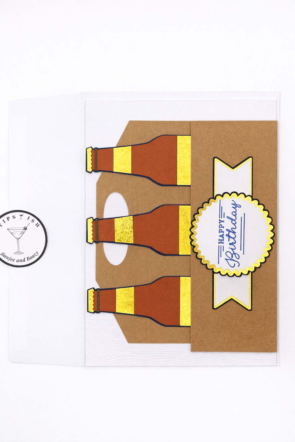 Happy Birthday Beer Card – Handmade Beer Lover Birthday Card | Gold Foil Bottle Design | Cocktail & Brew Birthday Card