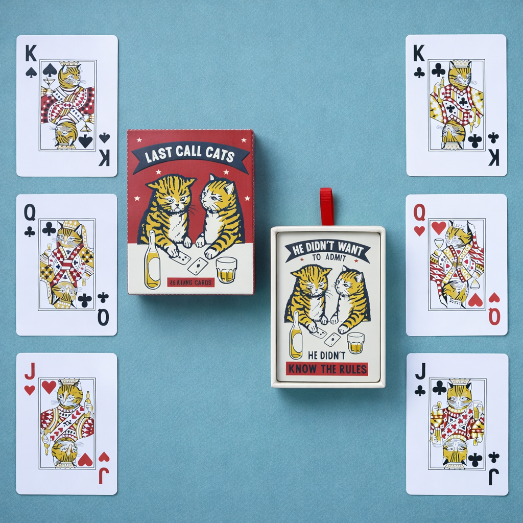 Retro cat-themed playing cards from Gifts for Cat Lovers collection
