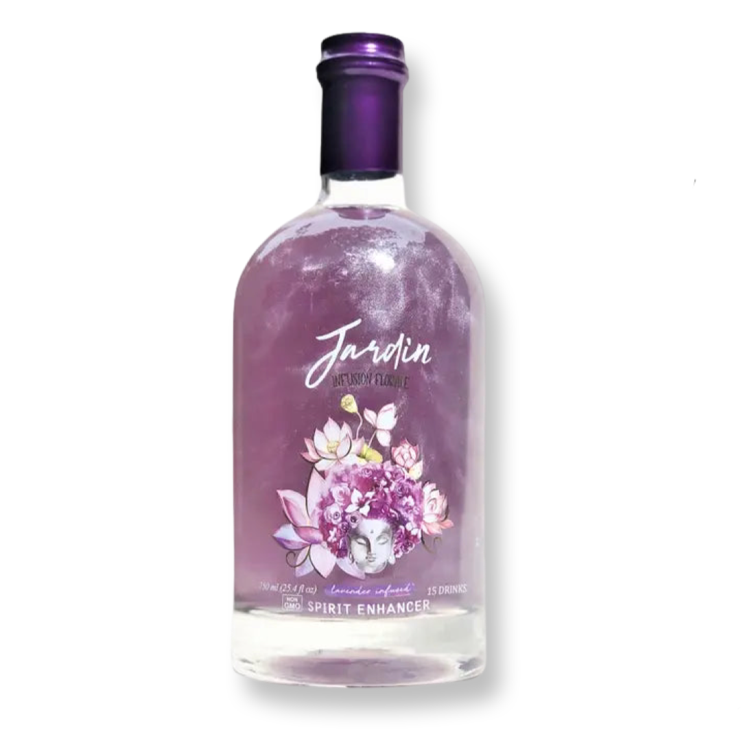 bottle of lavender mix for cocktails or nonalcoholic drinks