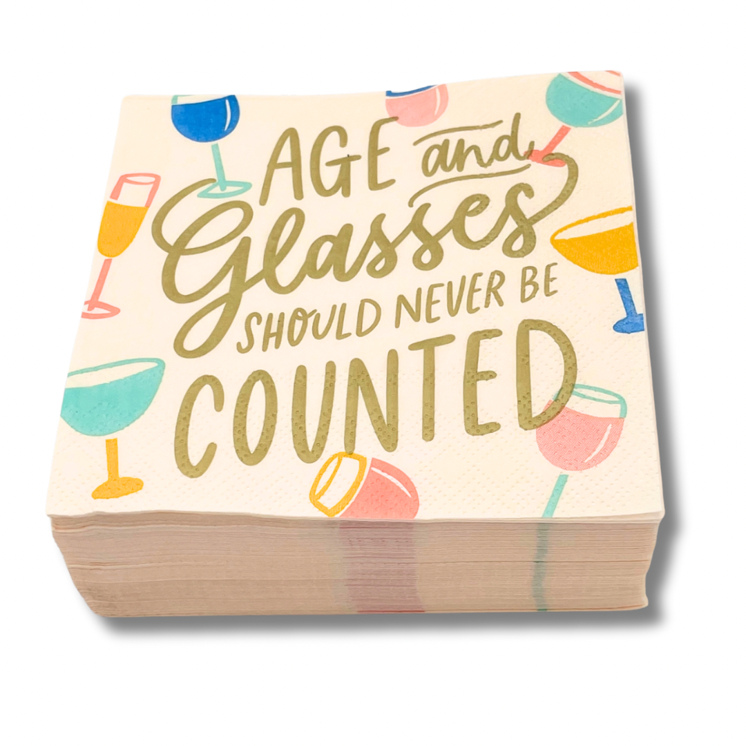 Age and Glasses of Wine - Cocktail Napkins, Pack of 20