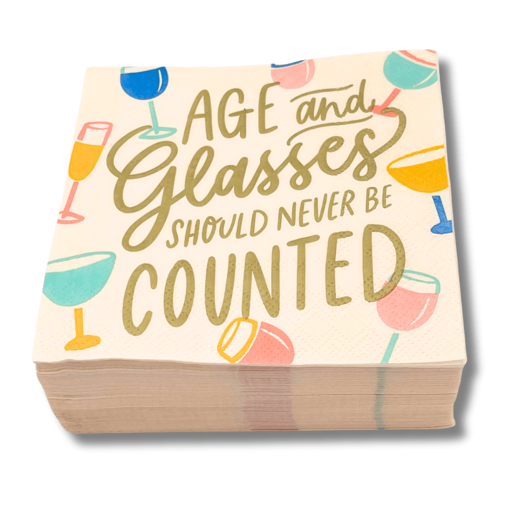 Age and Glasses of Wine - Cocktail Napkins, Pack of 20