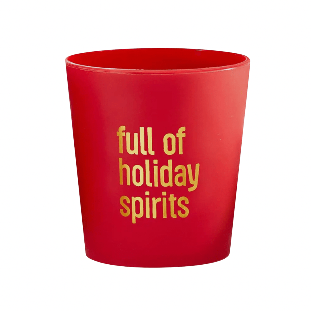 Full Of Holiday Spirits, Reusable Plastic Cups For Shots - Set of 10
