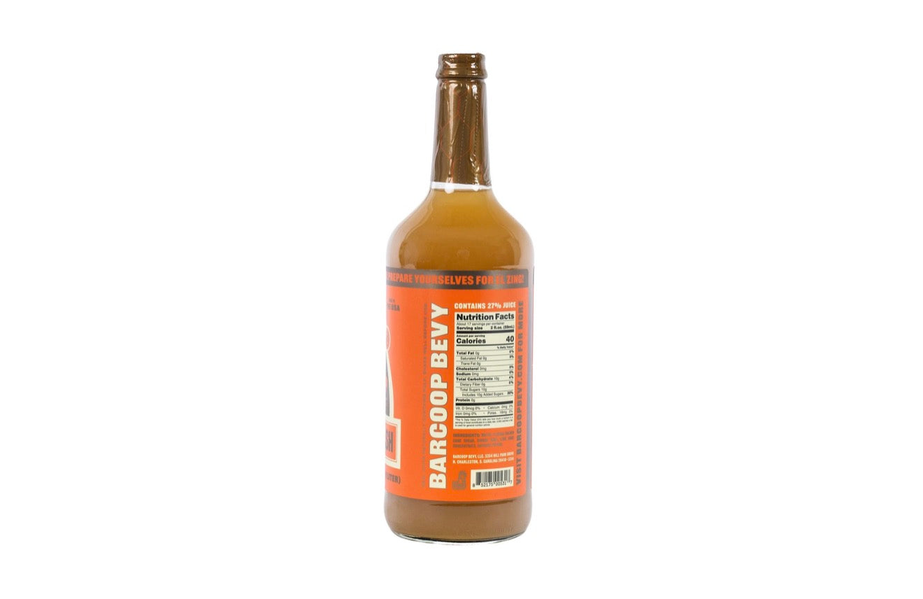 Back label of Barcoop Bevy ginger smash mixer showing nutrition facts and ingredients