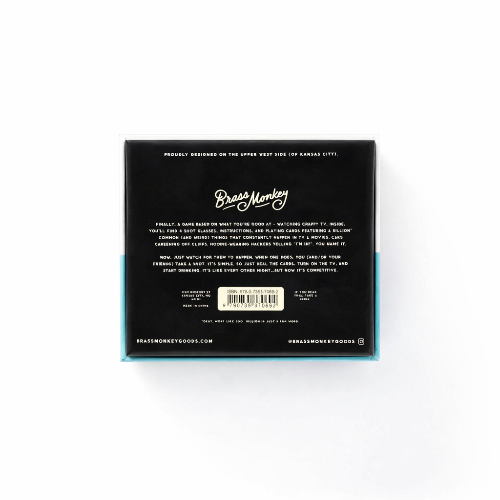 Back of the Booze Clues drinking game box by Brass Monkey, showing game details and packaging, a fun party game gift for cocktail lovers.