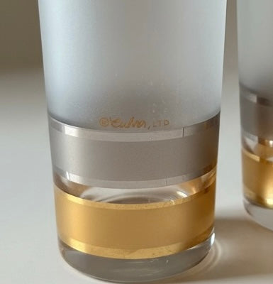 Culver Ltd maker’s mark detail on vintage frosted highball glass