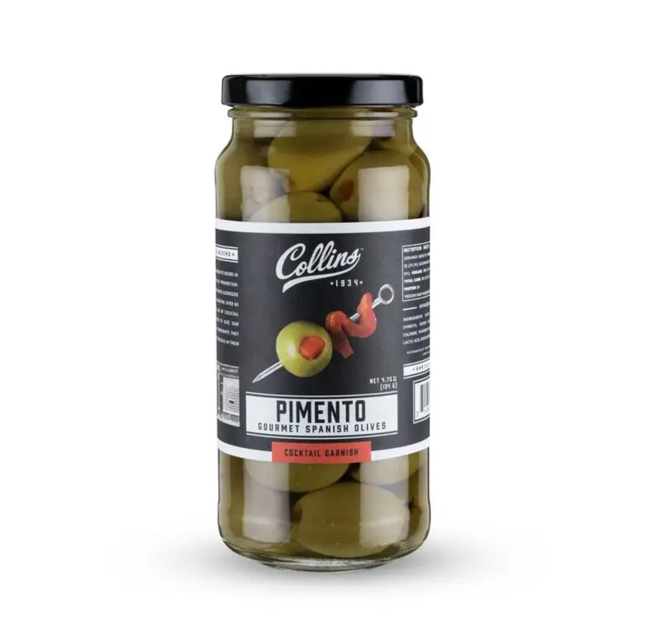 jar of pimento gourmet spanish olives by Collins