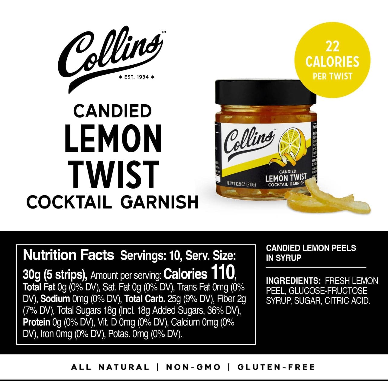 Candied Lemon Twist Cocktail Garnish