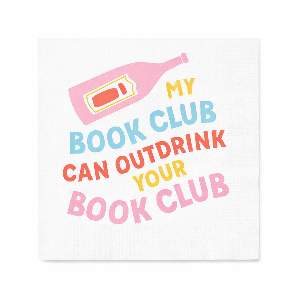 Funny book club cocktail napkins reading My Book Club Can Outdrink Your Book Club
