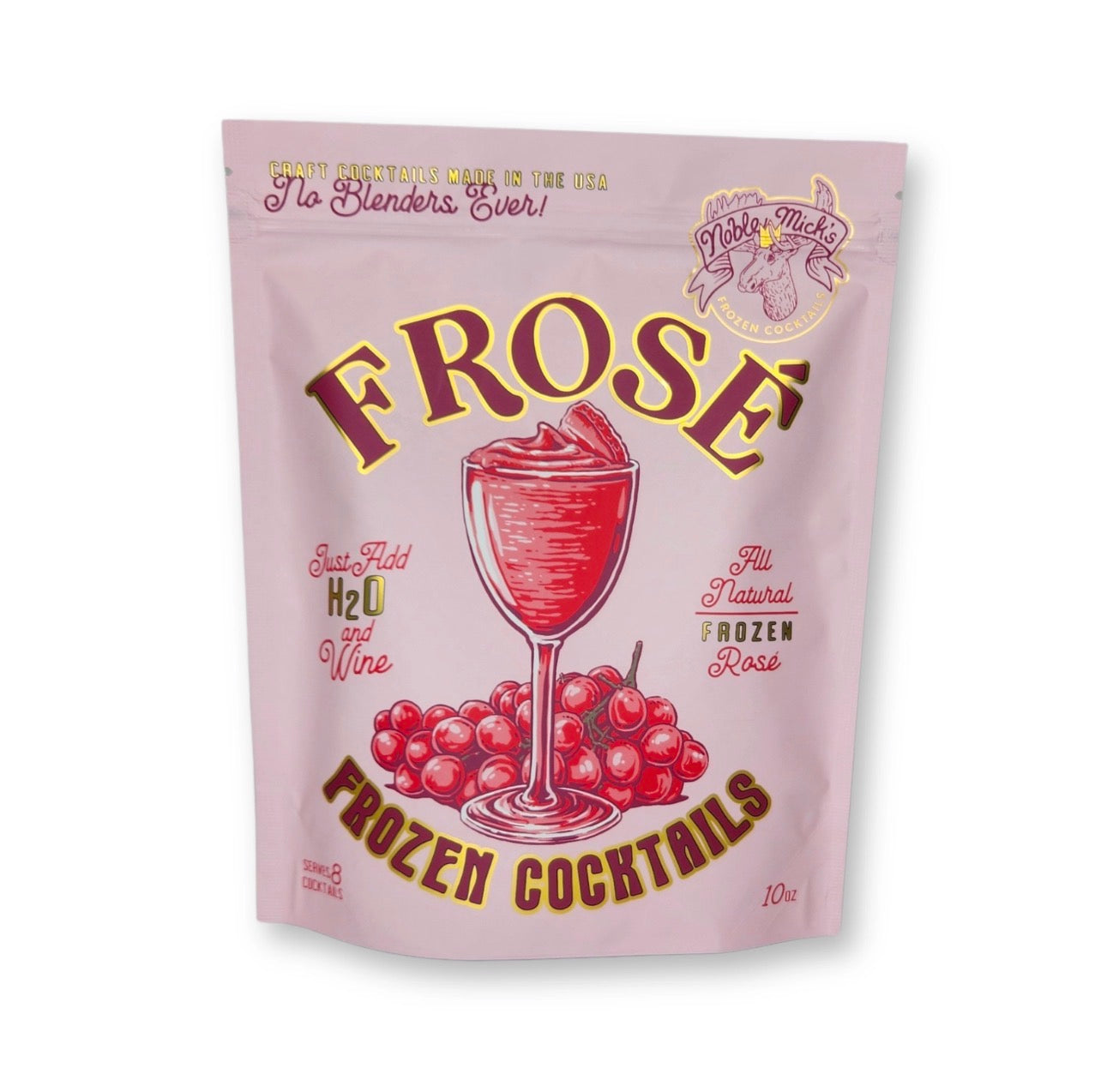 Noble Mick’s Frosé frozen cocktail mix pouch front view just add rosé frozen cocktail mix serves 8