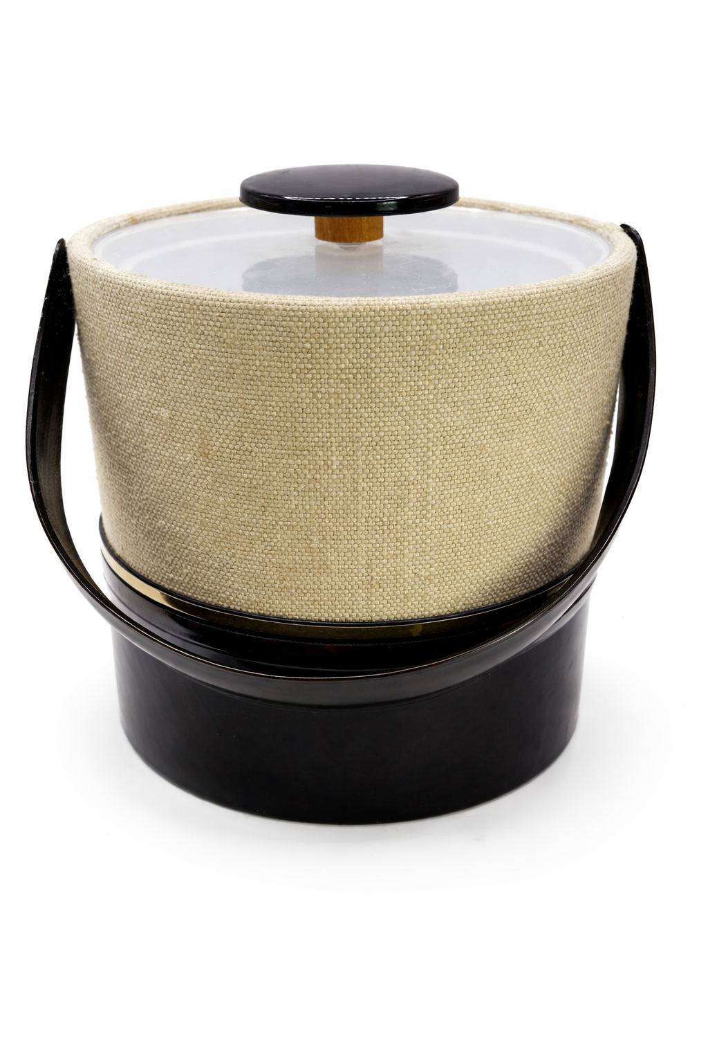 Vintage Georges Briard mid century ice bucket with linen texture
